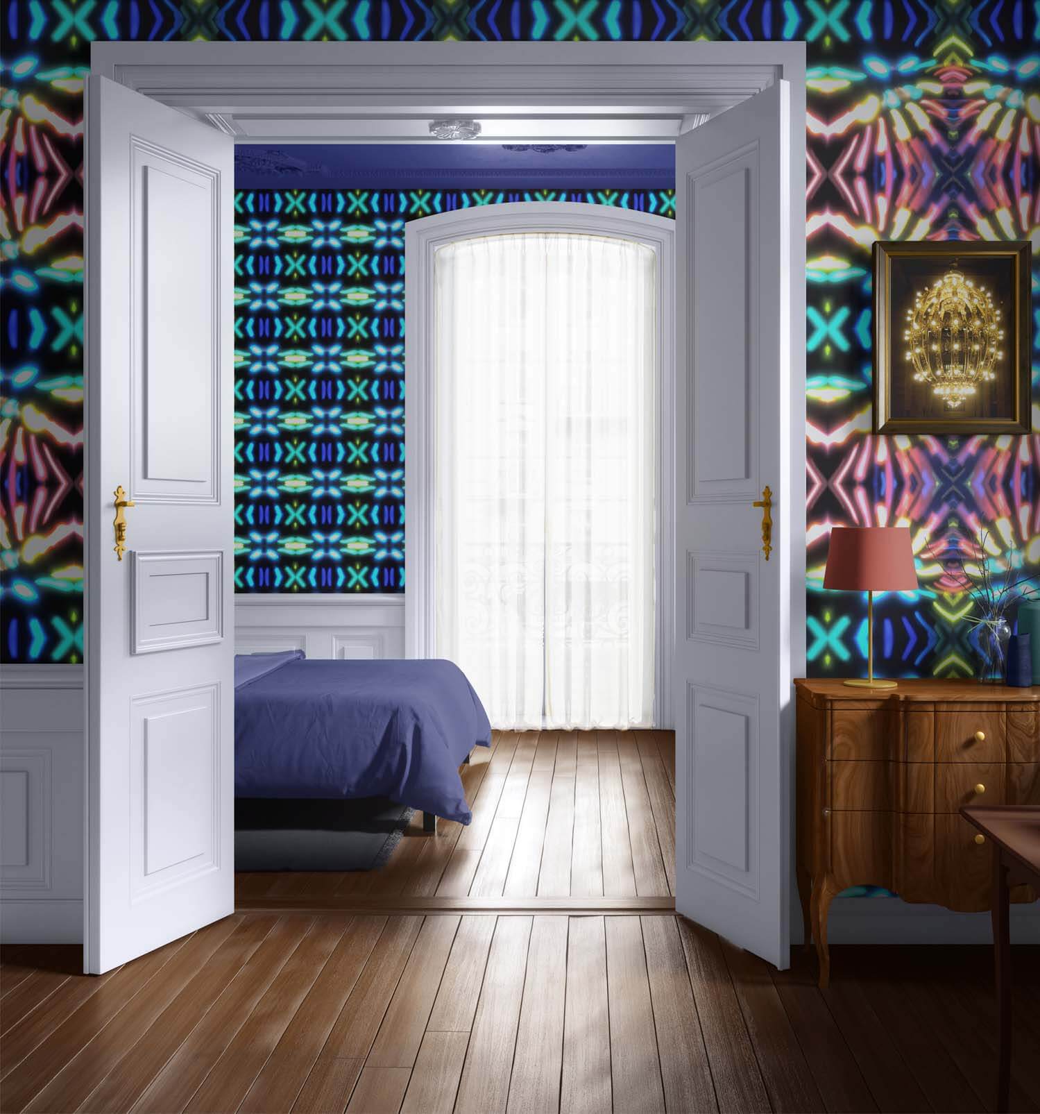 Pink Blue Yellow Modern Wallpaper