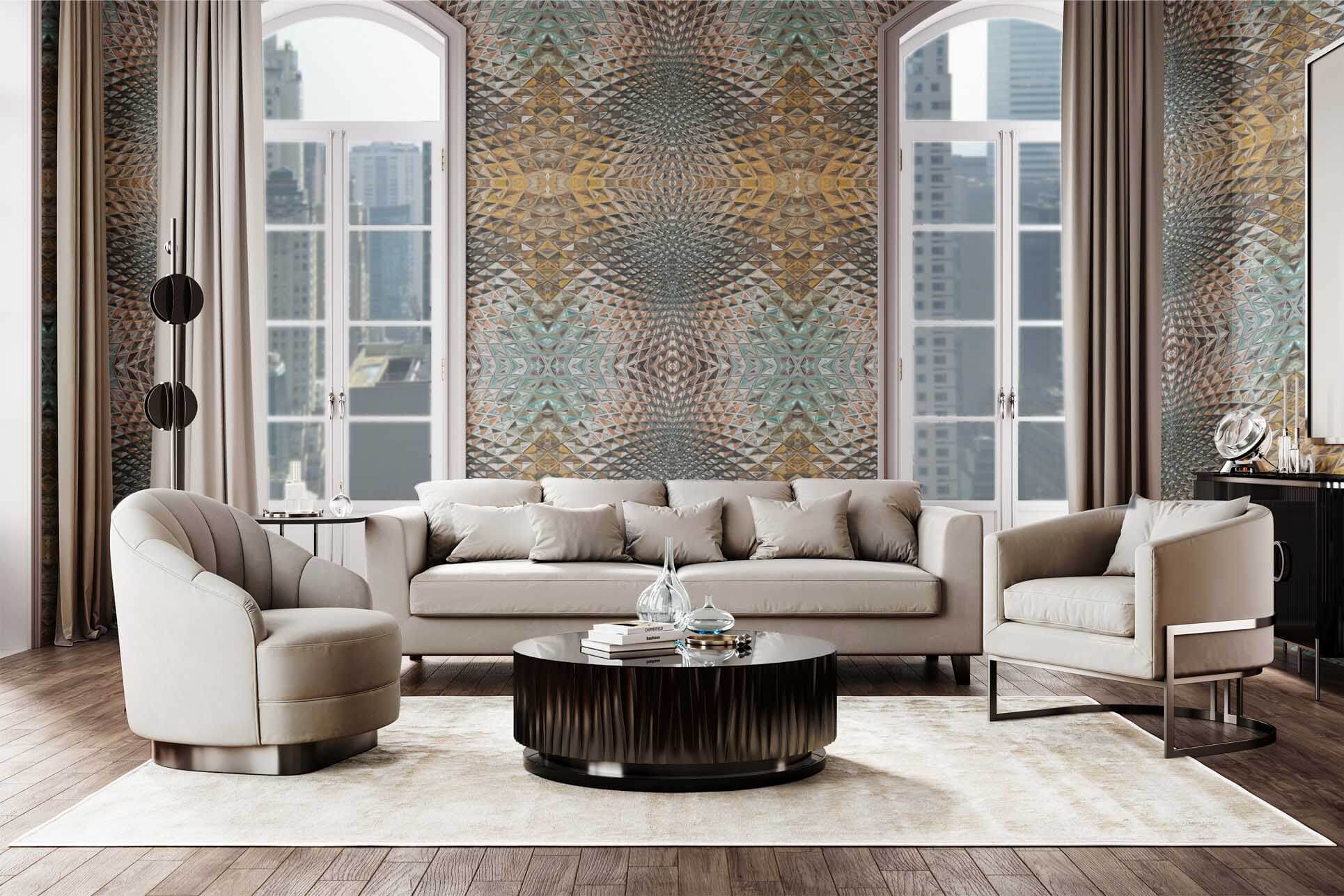 Mustard Teal Modern Wallpaper