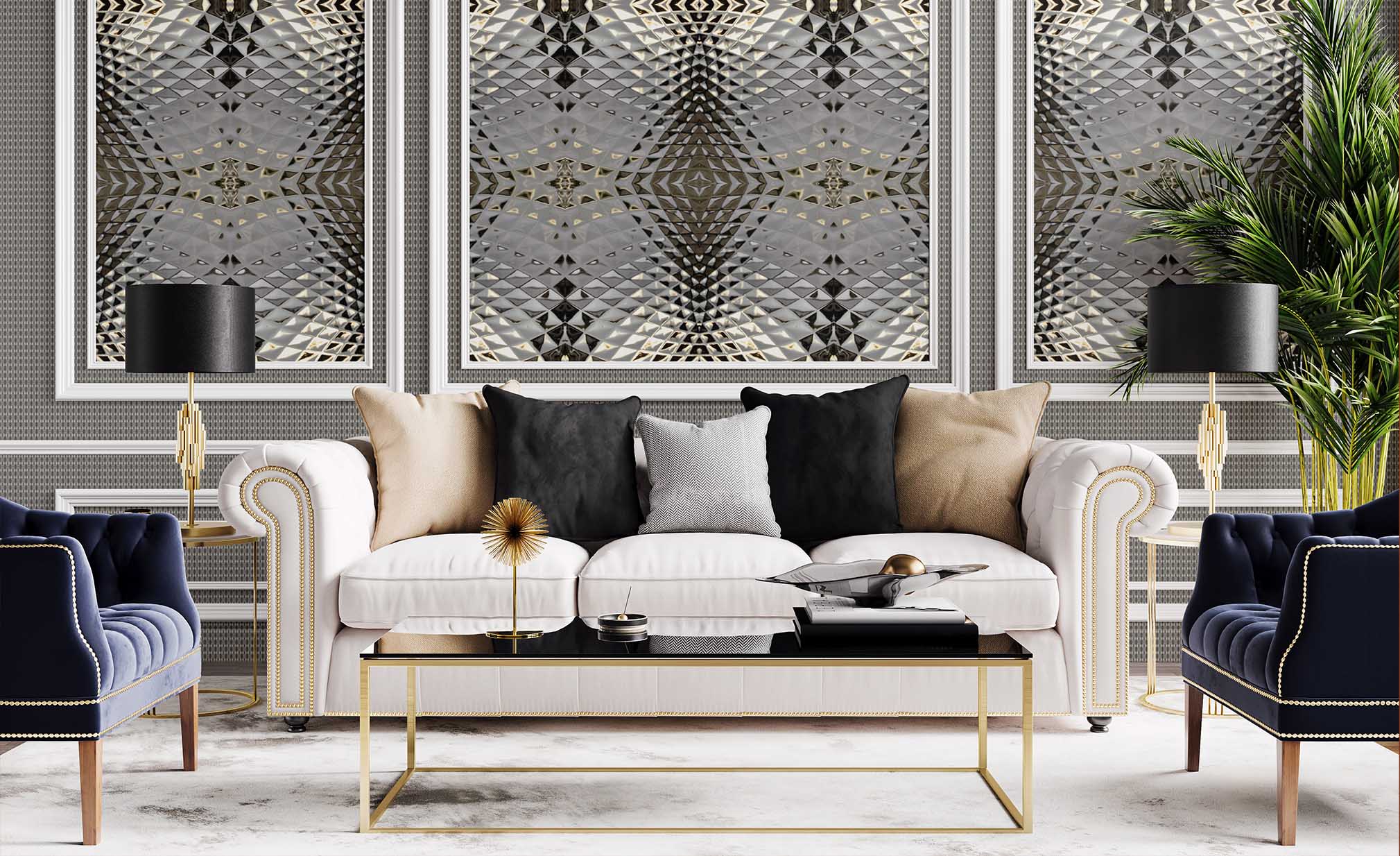 Silver Black Striped Wallpaper