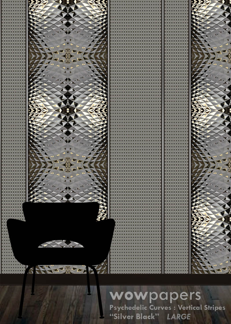 Black and White geometric abstract striped wallpaper
