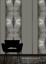 Black and White geometric abstract striped wallpaper