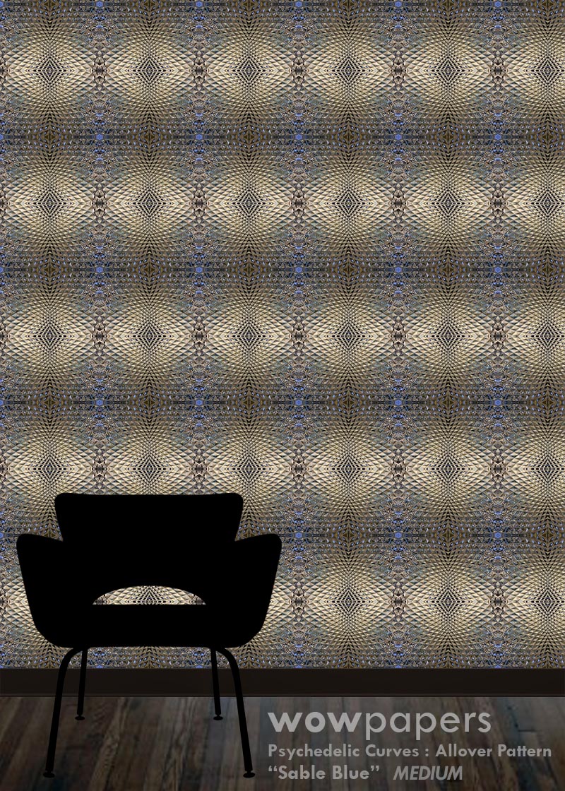 abstract geometric wallcovering pattern with black chair silhouette 