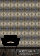 abstract geometric wallcovering pattern with black chair silhouette 
