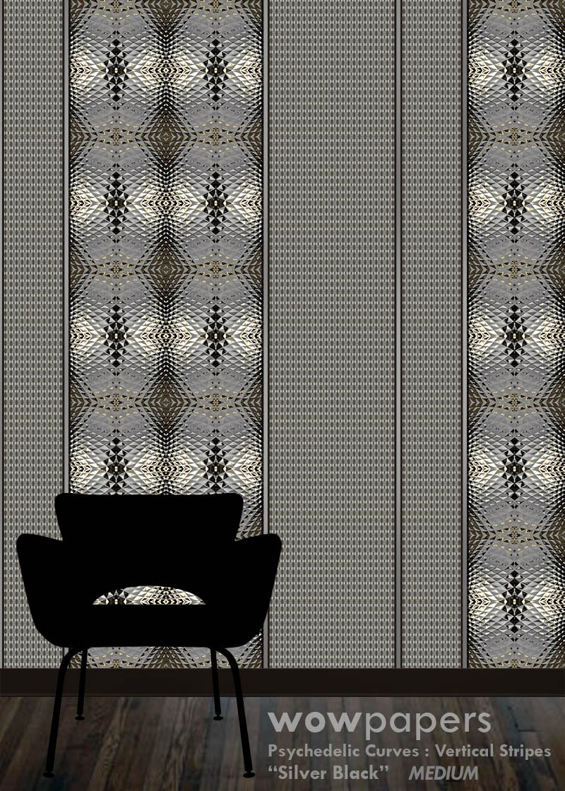 Black and white geometric abstract striped wallpaper