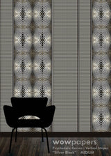 Black and white geometric abstract striped wallpaper
