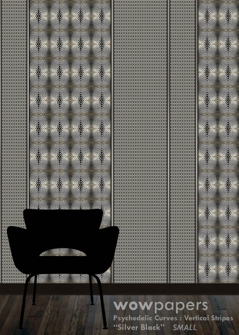 Geometric abstract black and white striped wallpaper