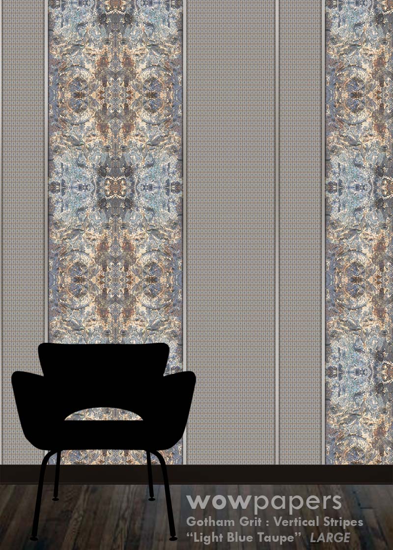 Lt Blue Taupe Striped Wallpaper