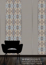 Lt Blue Taupe Striped Wallpaper