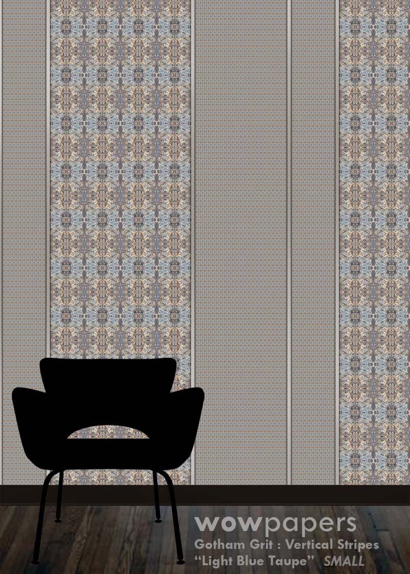 Lt Blue Taupe Striped Wallpaper