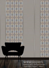 Lt Blue Taupe Striped Wallpaper