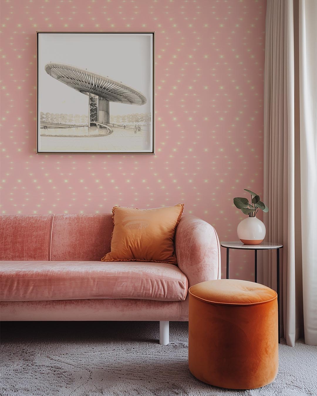 Light Scratches | Geometric Pink Wallcovering Mural