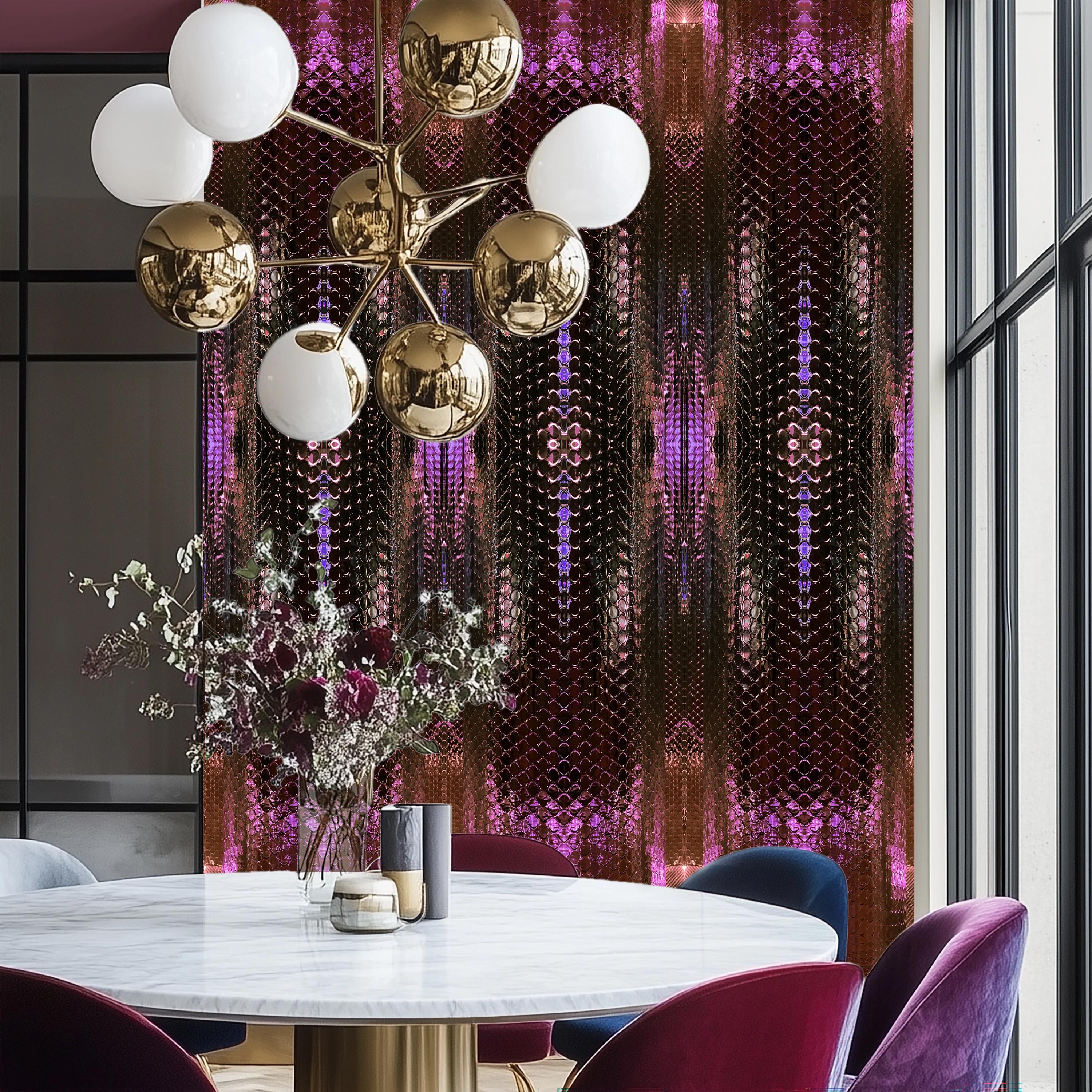 Sinuous Reflections | Purple Gold Wallcovering Mural