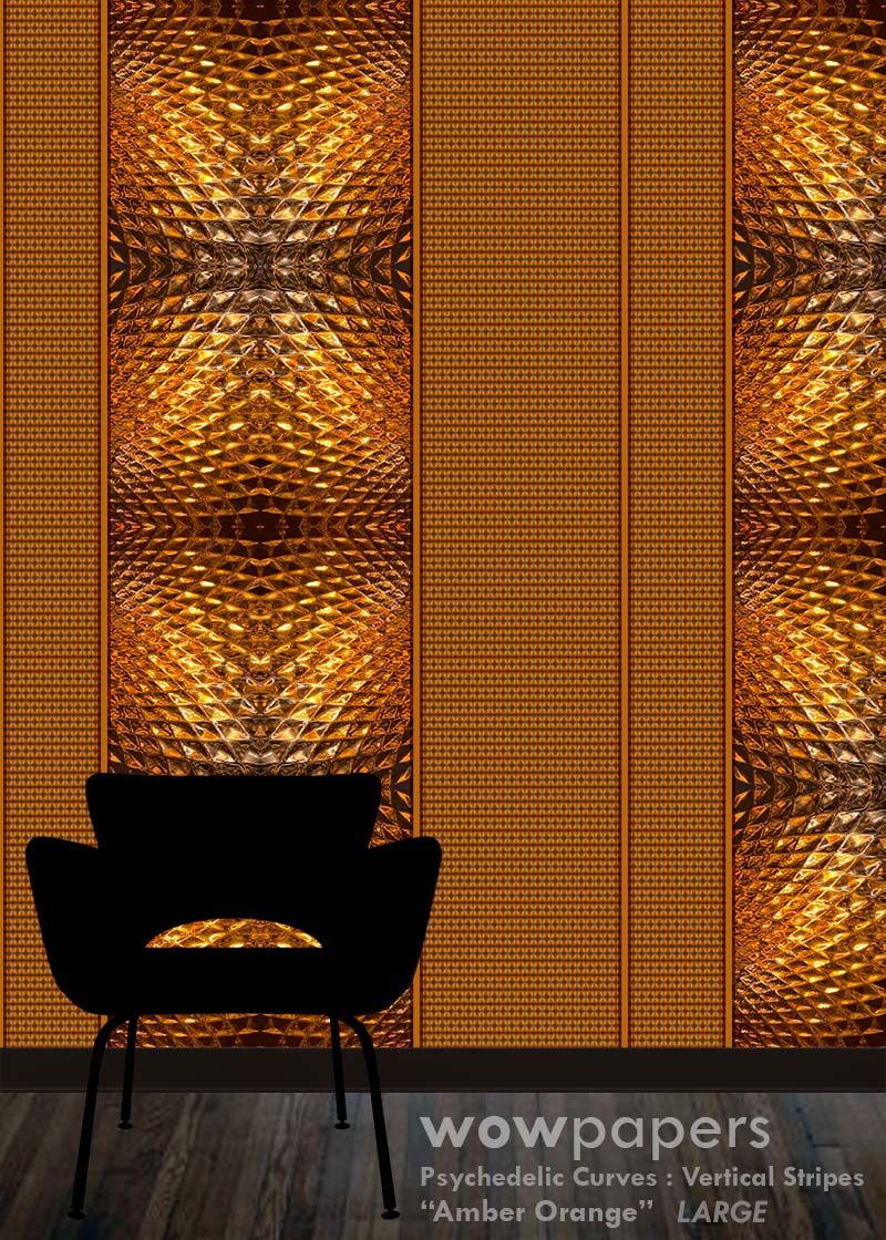 Amber Orange Modern Striped Wallpaper
