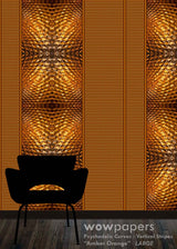 Amber Orange Modern Striped Wallpaper