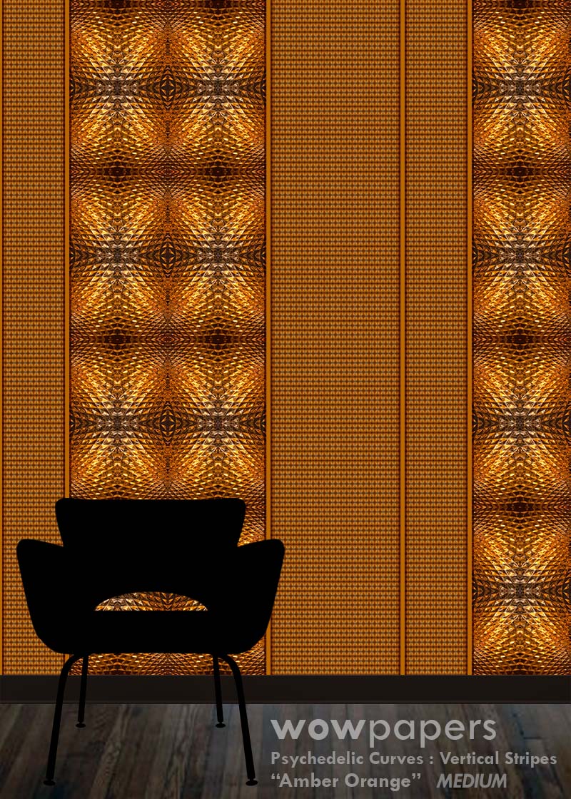 Amber Orange Modern Striped Wallpaper