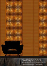 Amber Orange Modern Striped Wallpaper