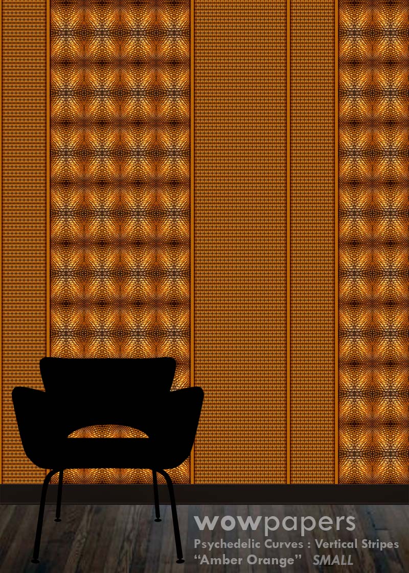 Amber Orange Modern Striped Wallpaper