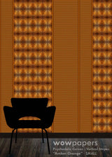 Amber Orange Modern Striped Wallpaper