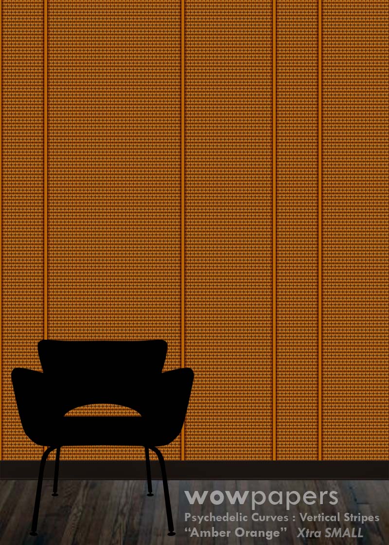 Amber Orange Modern Striped Wallpaper