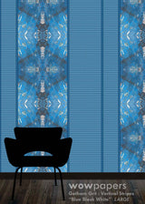 Blue B&W Striped Wallpaper