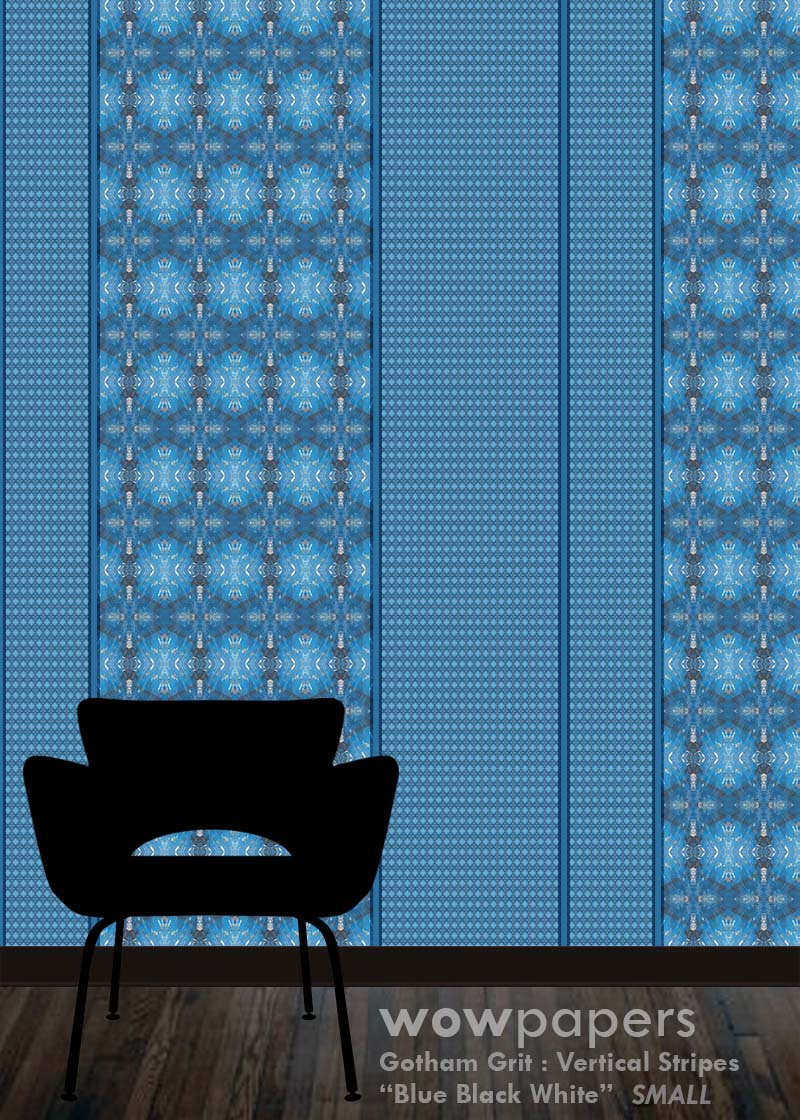 Blue B&W Striped Wallpaper