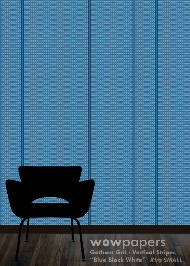 Blue B&W Striped Wallpaper