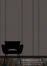 Almost Black & White Striped Wallpaper