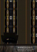 Black Yellow Striped Wallpaper