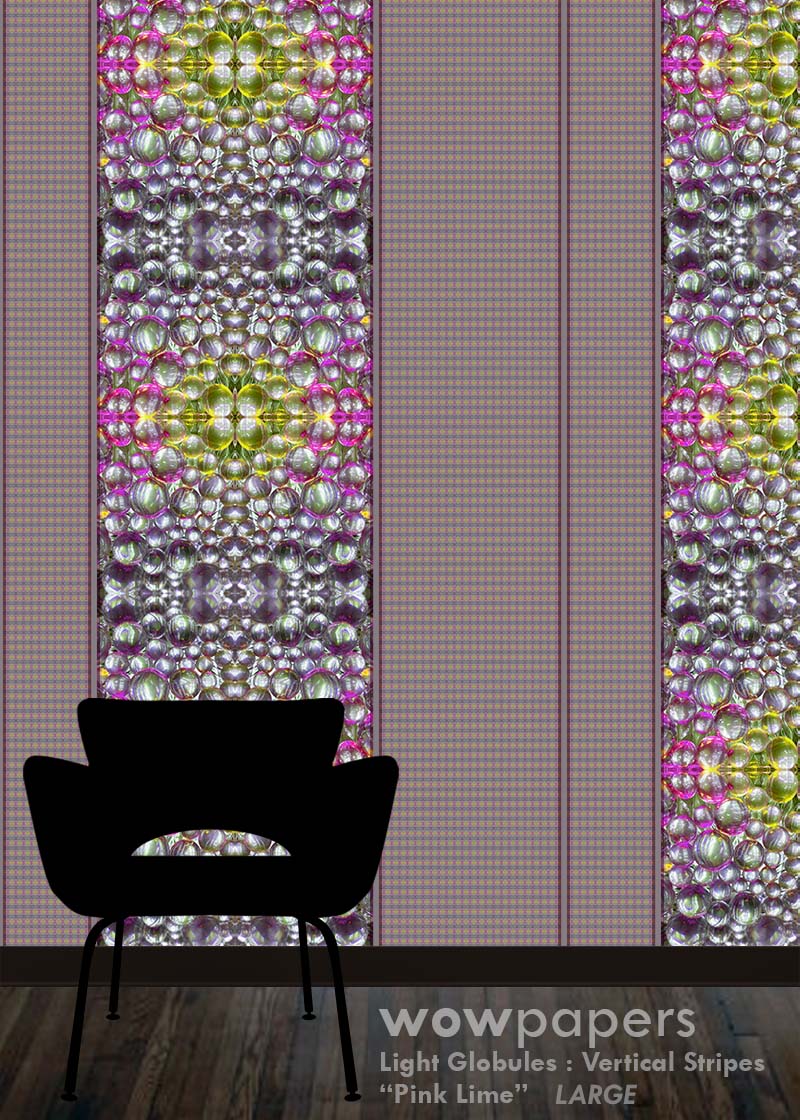Pink Lime Striped Wallpaper