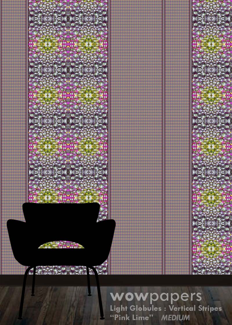 Pink Lime Striped Wallpaper