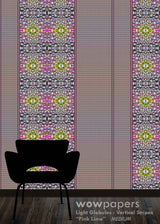 Pink Lime Striped Wallpaper