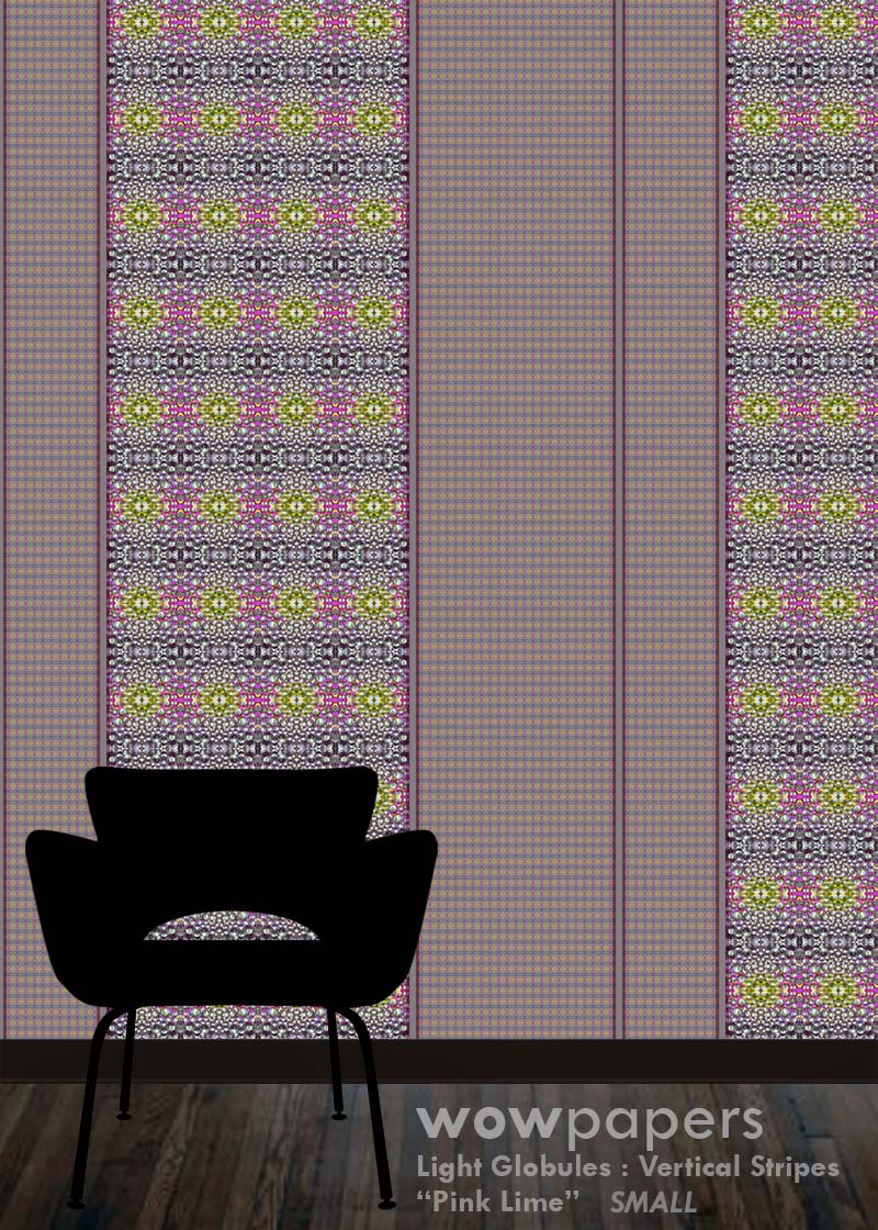 Pink Lime Striped Wallpaper