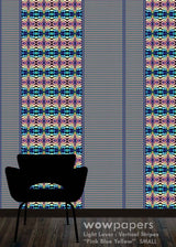 Pink Blue Yellow Striped Wallpaper