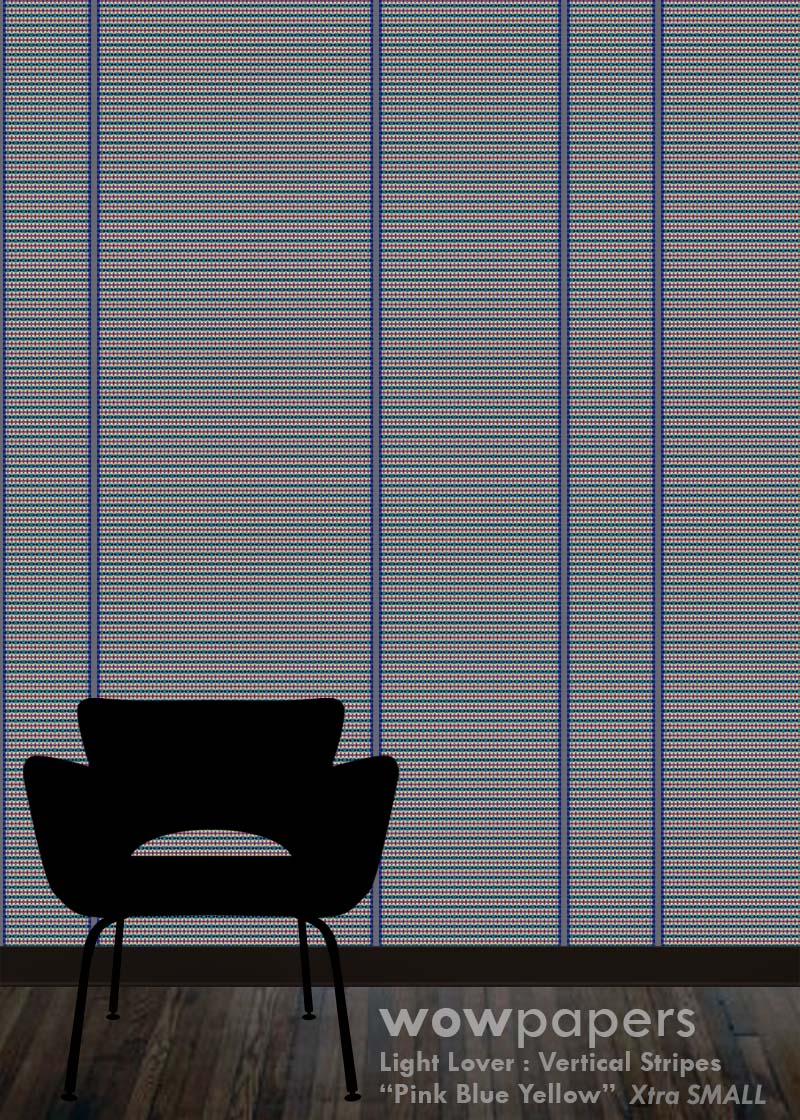 Pink Blue Yellow Striped Wallpaper