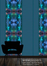 Teal Salmon Striped Wallpaper