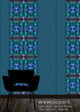 Teal Salmon Striped Wallpaper