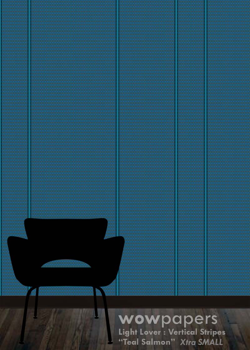 Teal Salmon Striped Wallpaper