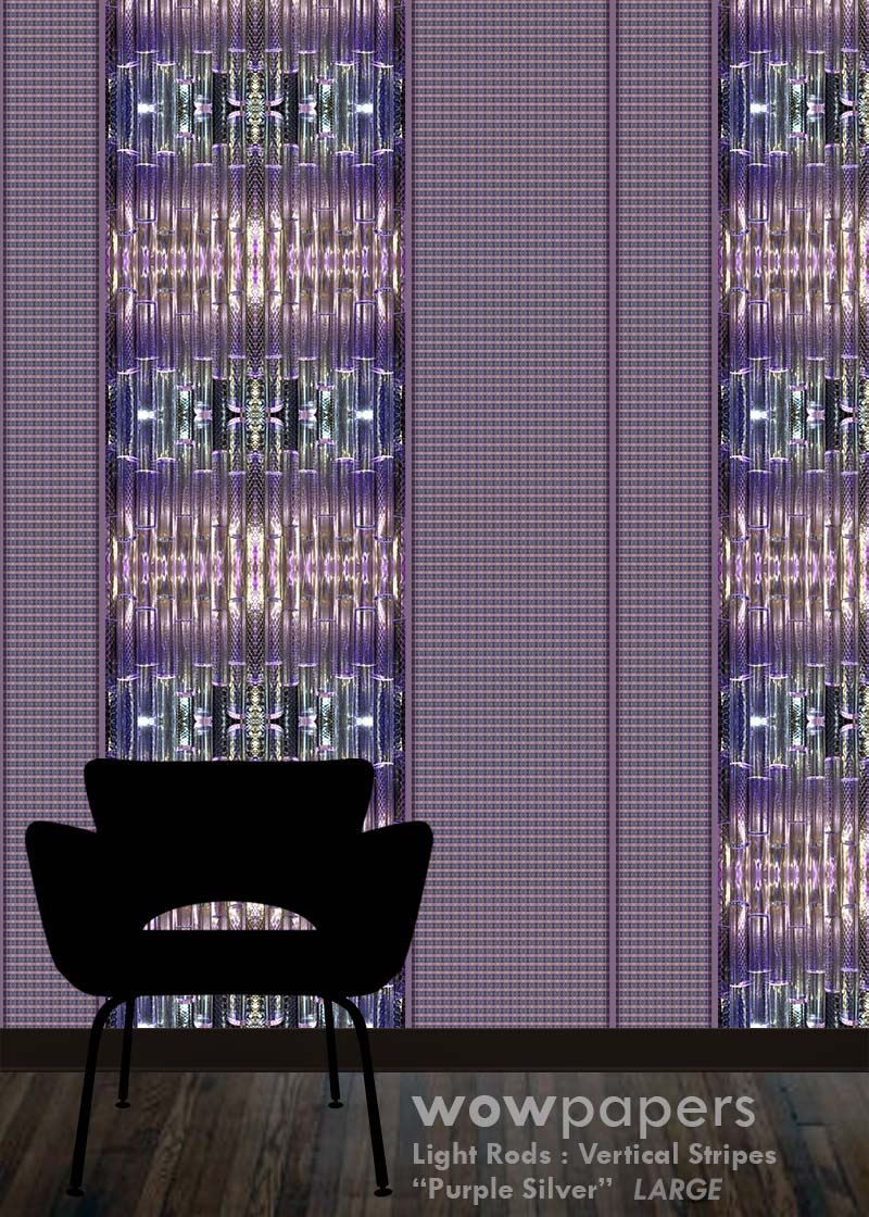 Purple Silver Striped Wallpaper