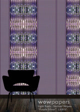 Purple Silver Striped Wallpaper