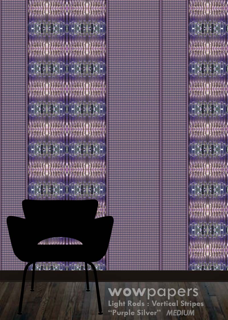 Purple Silver Striped Wallpaper