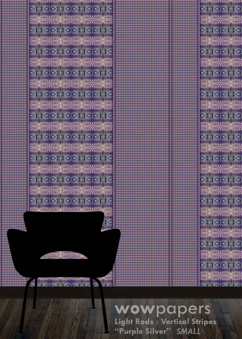 Purple Silver Striped Wallpaper