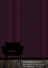 Pink Diagonal Striped Wallpaper