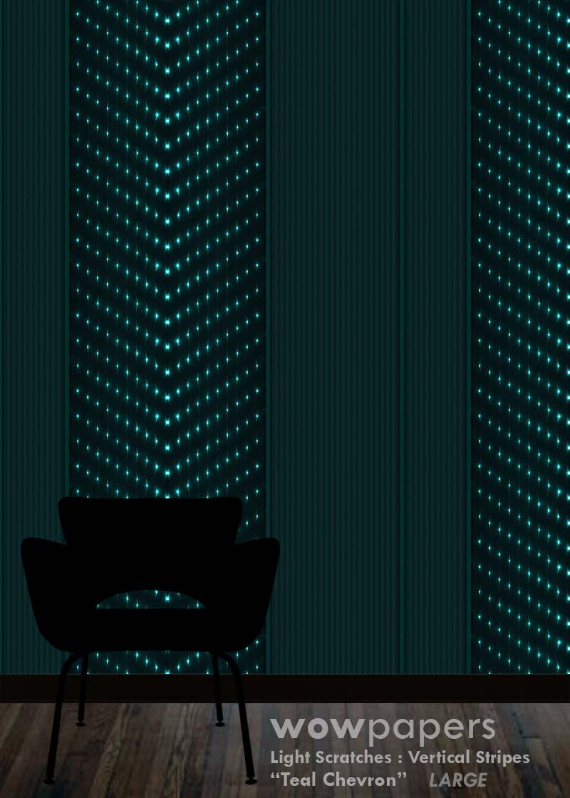 Teal Chevron Striped Wallpaper