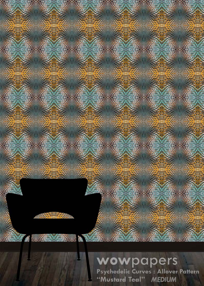 Mustard Teal Modern Wallpaper