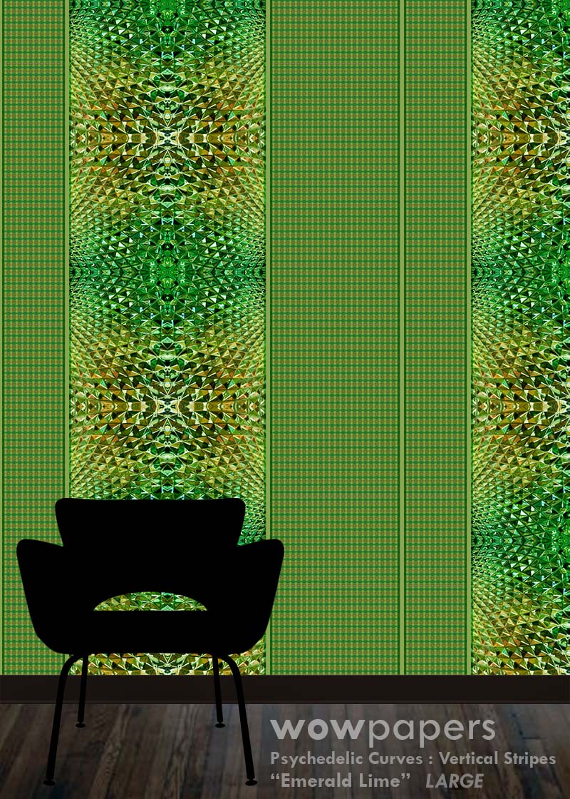 Emerald Lime Striped Wallpaper