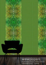 Emerald Lime Striped Wallpaper