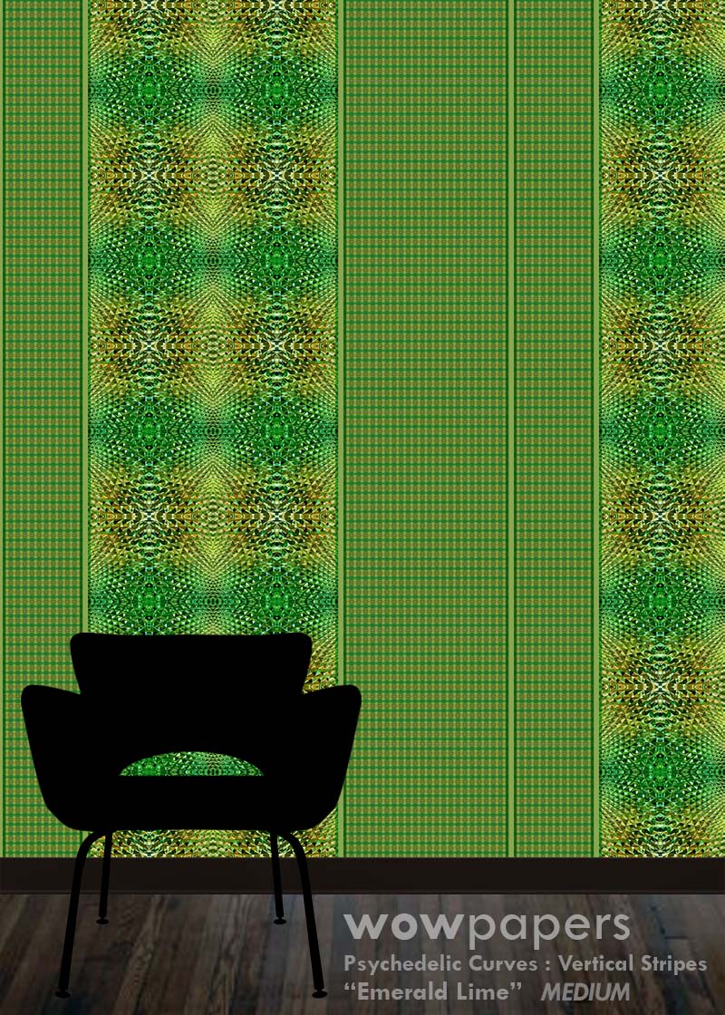 Emerald Lime Striped Wallpaper