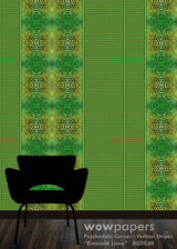 Emerald Lime Striped Wallpaper