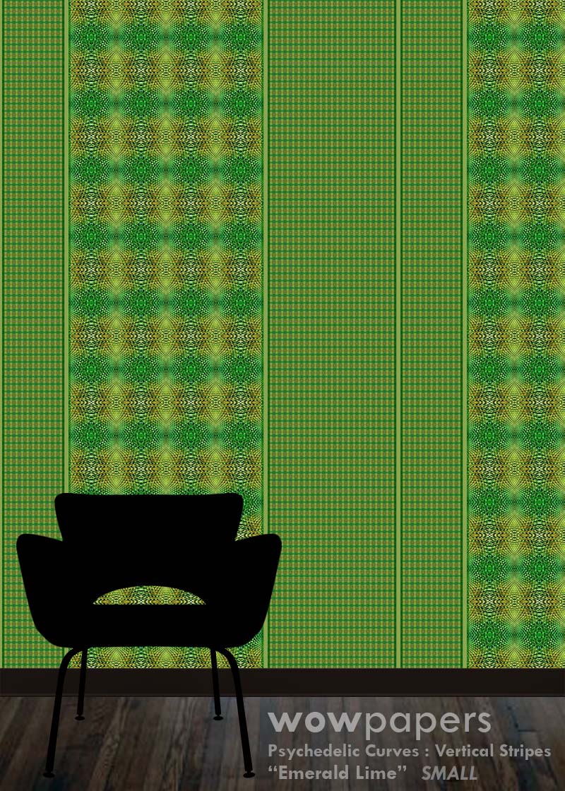 Emerald Lime Striped Wallpaper
