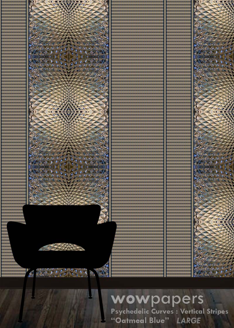 Oatmeal Blue Striped Wallpaper